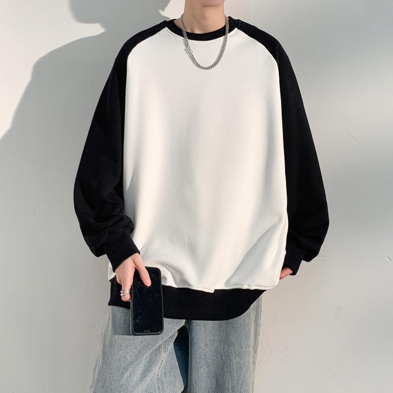 

Мужская толстовка с капюшоном, новая весенне-осенняя свободная повседневная рубашка с круглым вырезом в тон, мужская базовая рубашка с длинным рукавом 3XL