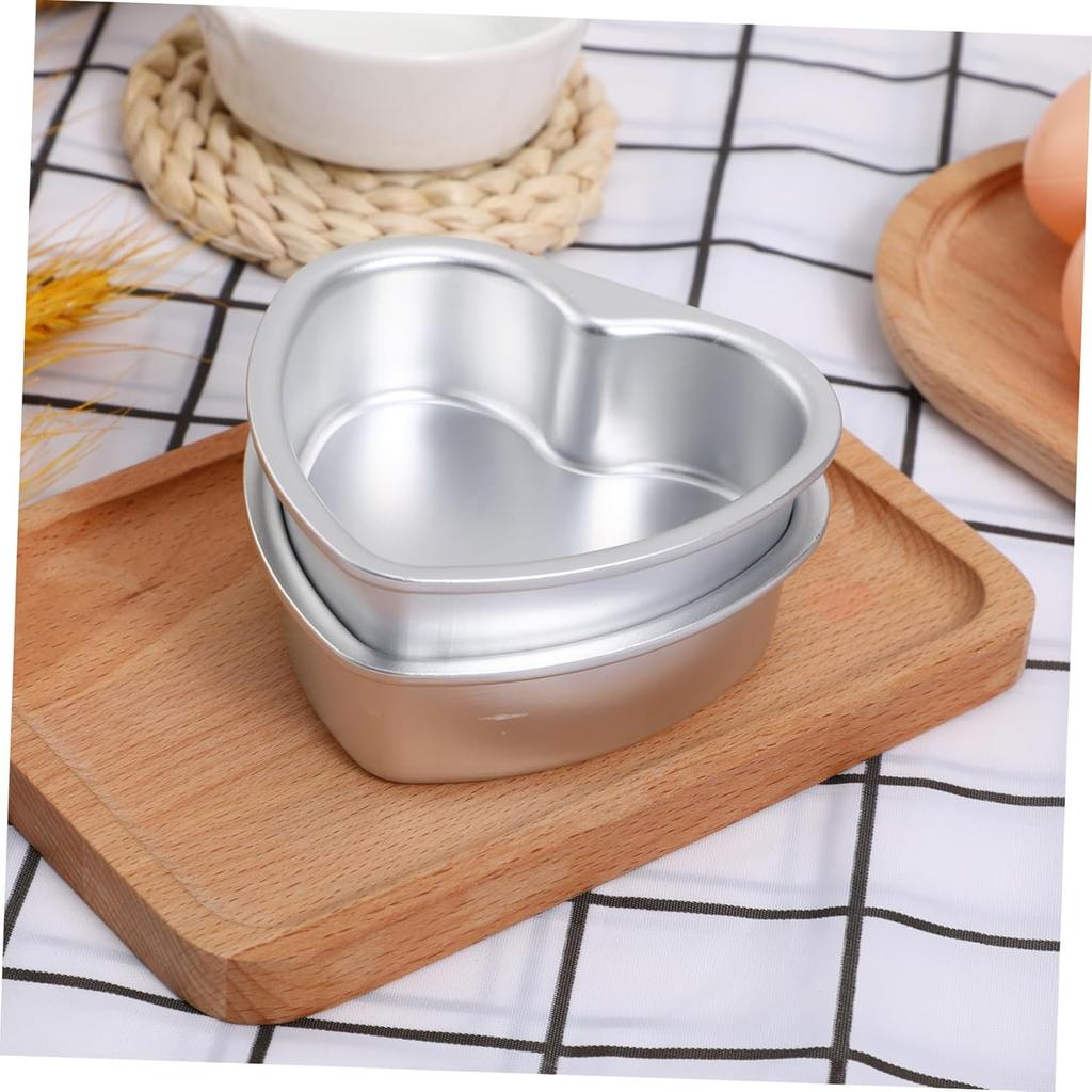 2Pcs Heart Shaped Cake Pans Aluminum Pans With Removable Bottom, Kitchen Baking Bread Cheesecake Non-Stick Cake Mold Heart-Shape Cake Tray For DIY,