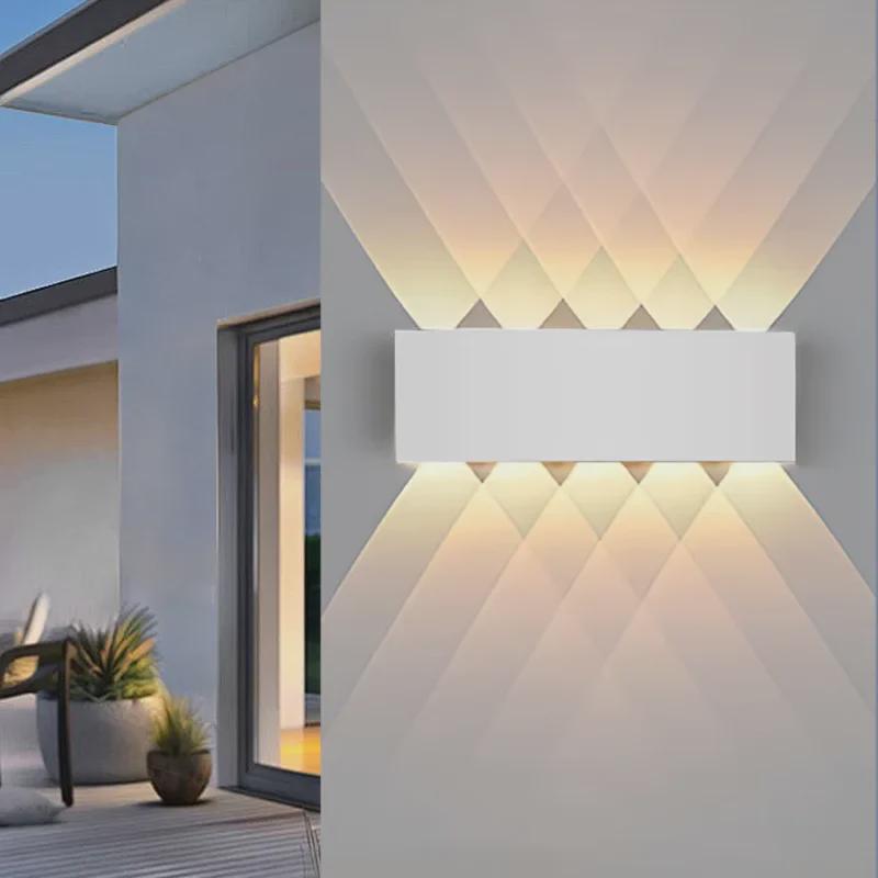 LED Waterproof White Outdoor Wall Lamp - Adjustable, Warm & Cool Light for Garden, Corridor & Living Room
