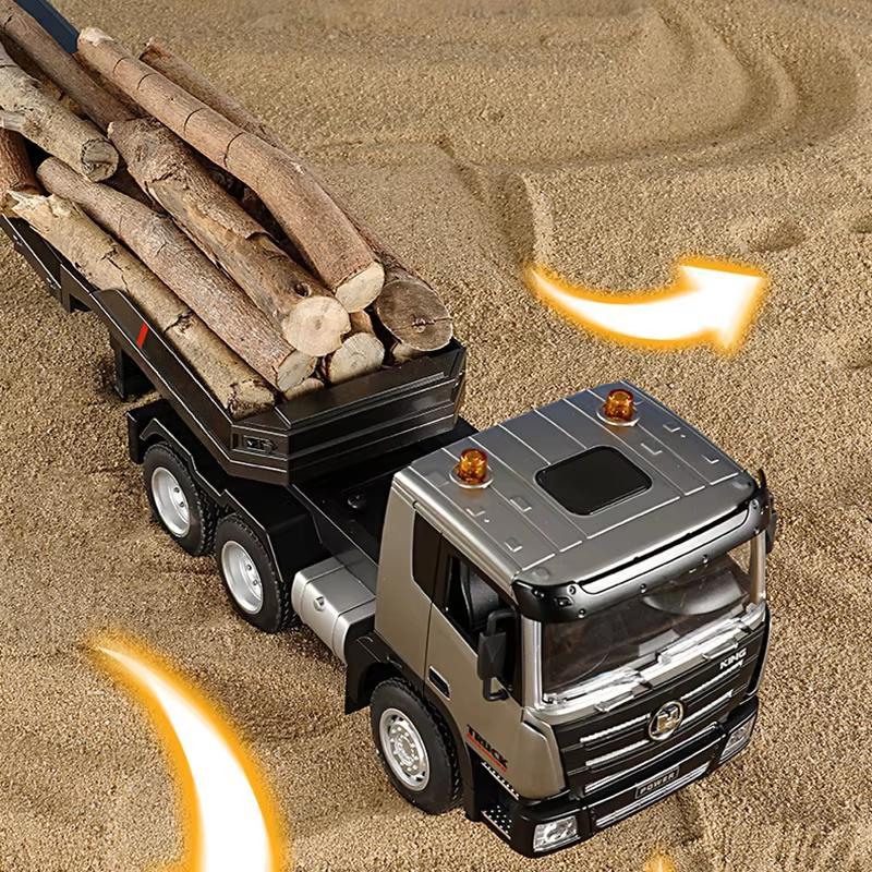New 1:24 RC Flatbed Truck Model 9 Channel Alloy Engineering Vehicle 2.4G Remote Control Car Radio Control Trailer Christmas Gift Boy Toy
