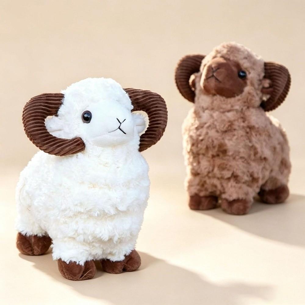 Curved Horn Goat Stuffed Animal Soft Plush Lamb Plush Doll New Zodiac Mascot Doll Birthday