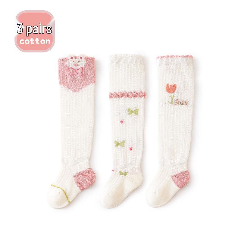 Liu Cheng Xing Breathable Cartoon Mesh Cotton Baby Knee-High Socks