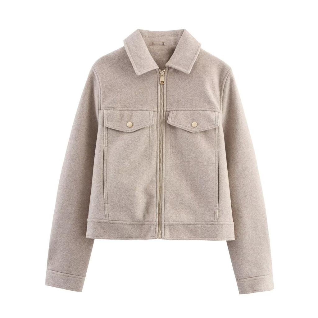 Women's Faux Suede Button Jacket Oversized Gathered Hem Short Length Coat Casual Vintage Outerwear With Pockets