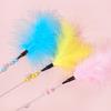 Cat Toy Feather Cat Toys Interactive Bite-resistant Steel Wire Kitten Toy with Bell Long Handle Toys for Cats Stick Pet Products