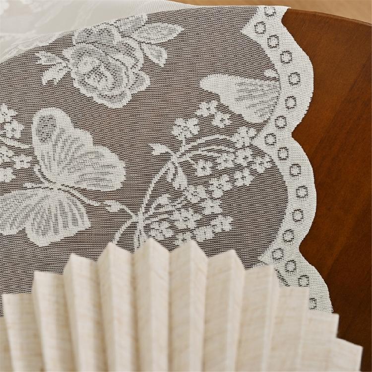 Lace Window Panel Blackouts Lace Curtain Flower Embroidered Sheer Curtain Ready To Use For Instantly Room Upgrades