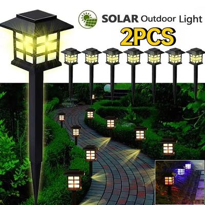 2er-Pack Solar-Rasenleuchten für den Außenbereich Retro Kleine Hauslampe Hof Gartendekoration Kleine Nacht-LED Eingesetzte Kleine Palastleuchten