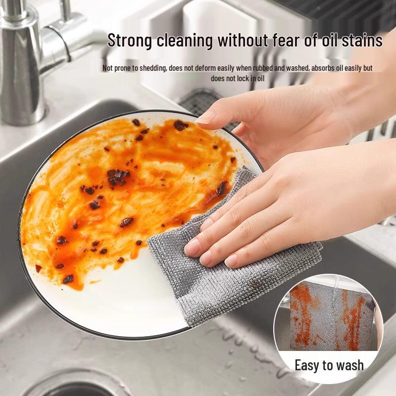 Reusable and Disposable Kitchen Dishcloths - Thick, Washable, Dual-Use Wet & Dry Scouring Pads