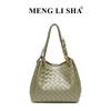 New Old Money Style Handheld Bucket Bag Large Capacity Commuter Shoulder Cross Tote Bag Weaving Parachute Bag