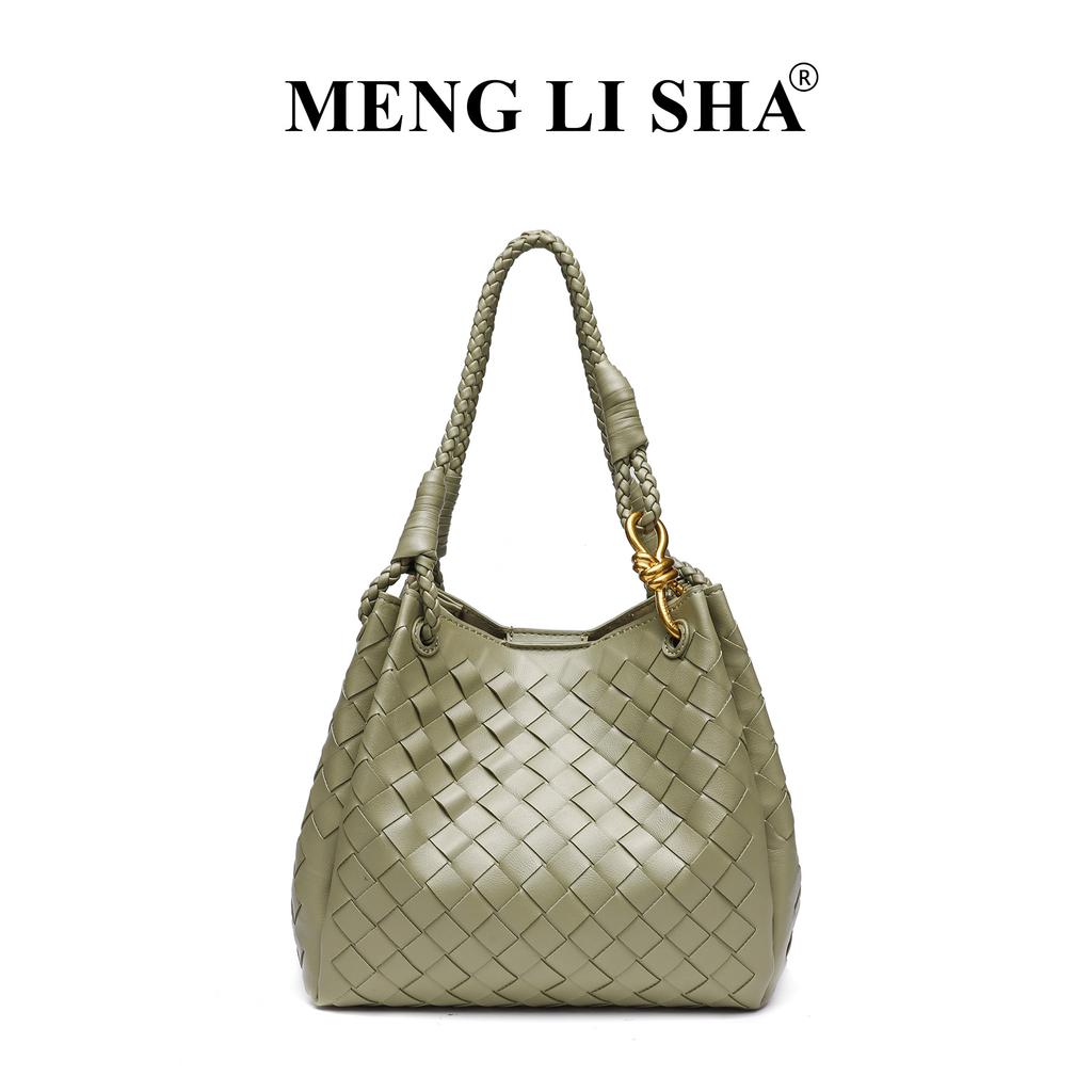 New Old Money Style Handheld Bucket Bag Large Capacity Commuter Shoulder Cross Tote Bag Weaving Parachute Bag