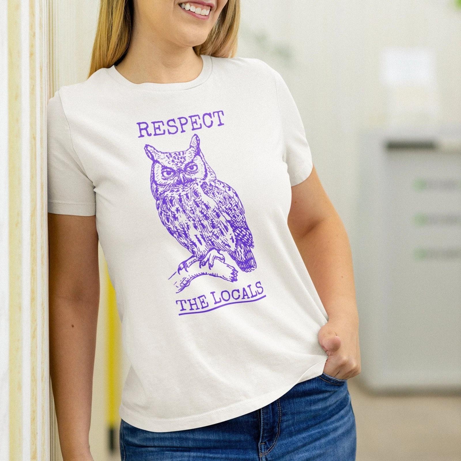 Respect The Locals Owl Shirt, Bird Lover 2XL