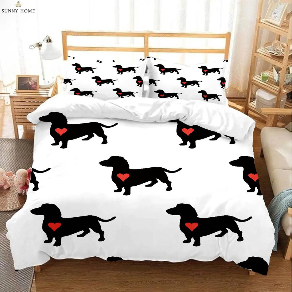 Cartoon Cute Animal Colorful Dog Print Duvet Cover Bedding Set (Including Duvet Cover And Pillowcases) 3-Piece Set