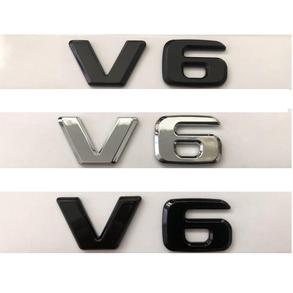 

For Mercedes Benz AMG Flat Letters V6 Fender Emblems Badges V 6 Symbols Nameplate 2pcs 2 x Gloss Black