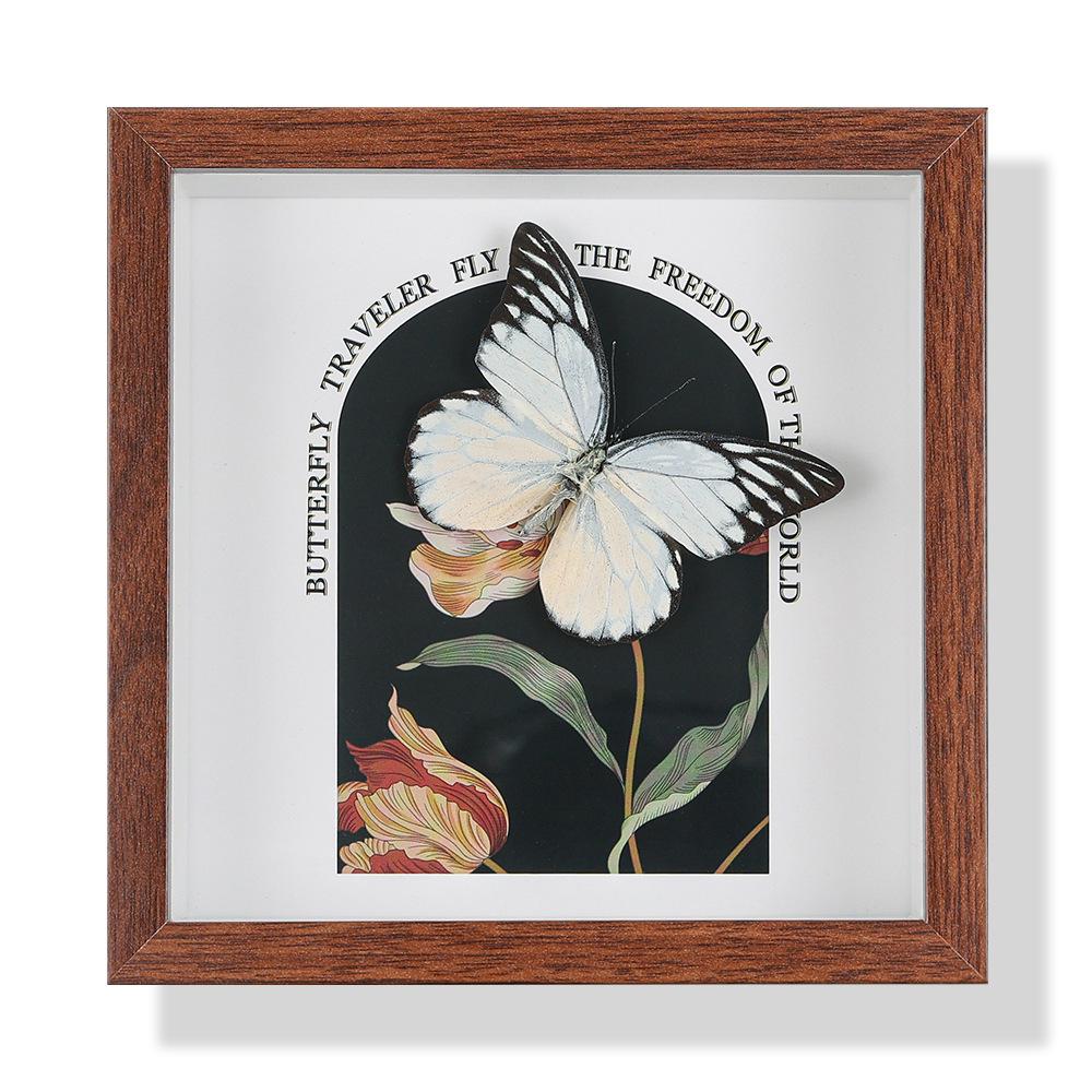 High-End Butterfly Specimen Photo Frame - Wooden Insect Decoration, Perfect for Home, Christmas, or Birthday Gifts