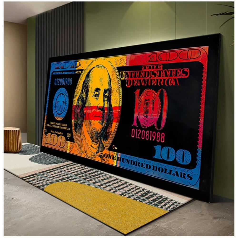 Wall Art Gold Modern Popular Colorful Hundred Money Canvas Painting Quadro Street Abstract Poster Picture Home Decor