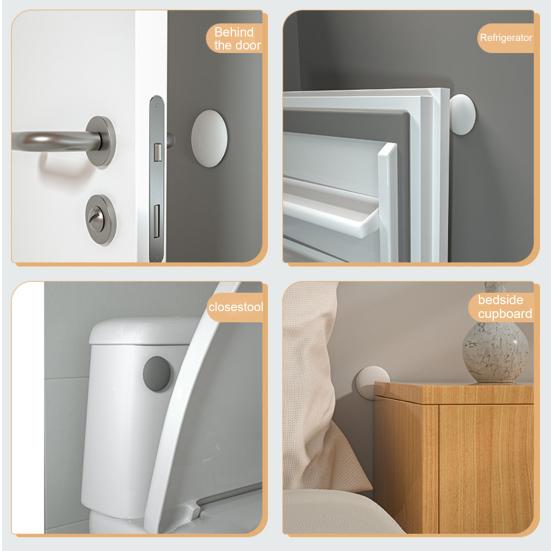 4 bucăți de protecție pentru mâner de ușă din silicon cu absorbție a șocurilor, anti-coliziune, rotunde, de culoare solidă, opritoare autoadezive pentru protecție pentru uși acasă