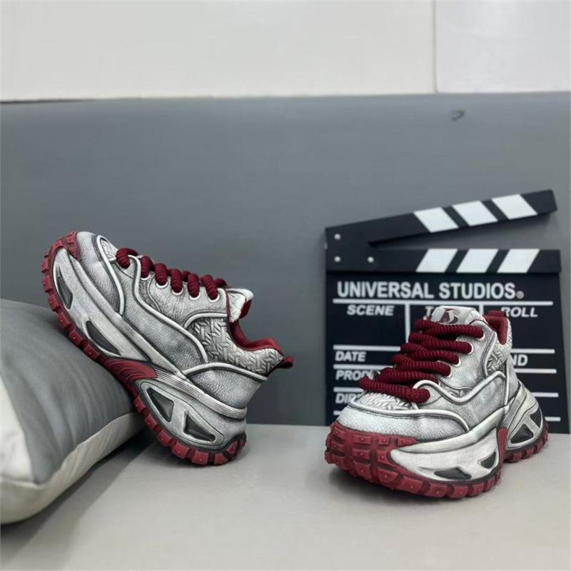 

Winter new breathable leather thick-soled comfortable lace-up casual board shoes bjd 38 бордовый