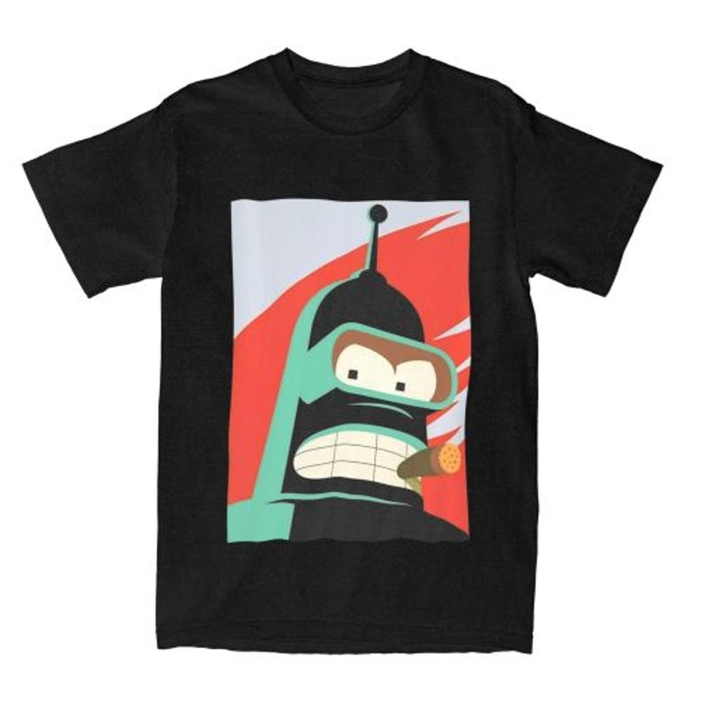 2025 Mode Lässig Bender Futuramas T-Shirt Damen Herren Rundhals Kurzarm T-Shirt Kleidung Baumwolle Männlich Sommer Tops Schwarzes T-Shirt