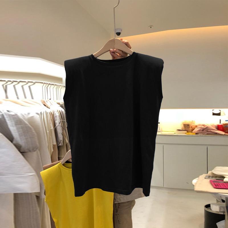 Sleeveless T-shirt for Women In Summer New Korean Loose Versatile Student Top Solid Color Vest Women's Clothing