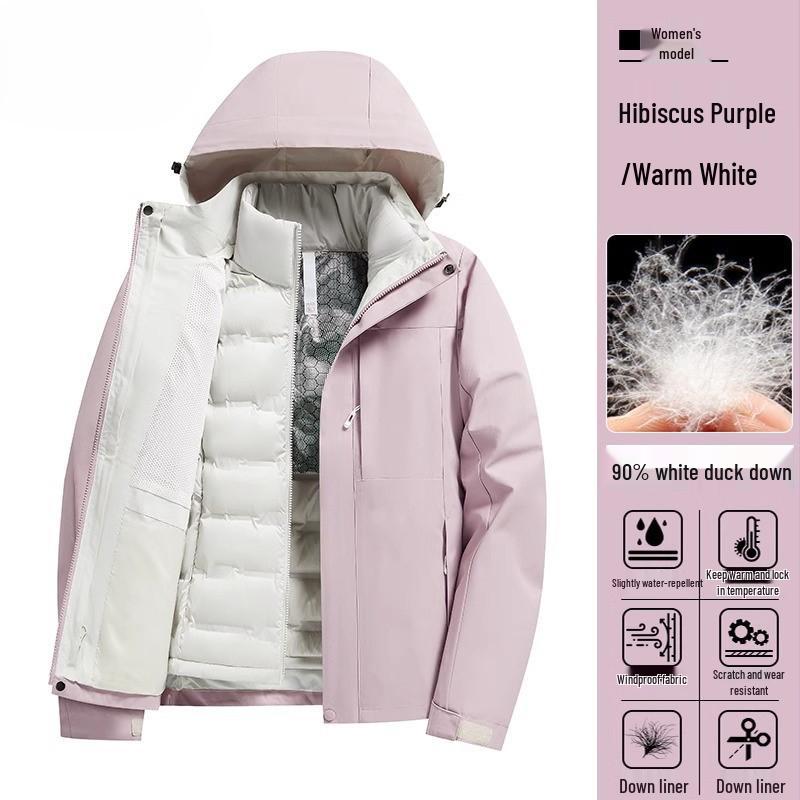 Women's 2024 Three-in-One Winter Hiking Windbreaker: Thickened, Warm, and Windproof Outdoor Jacket