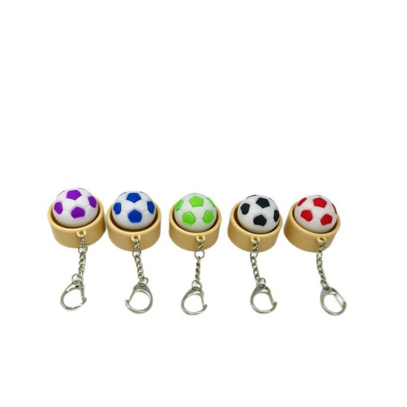 Mini Led Glowing Soccer Keychain With Colorful Lights Durable Metal Hook Perfect For Bag Decor Football Fans Gifts
