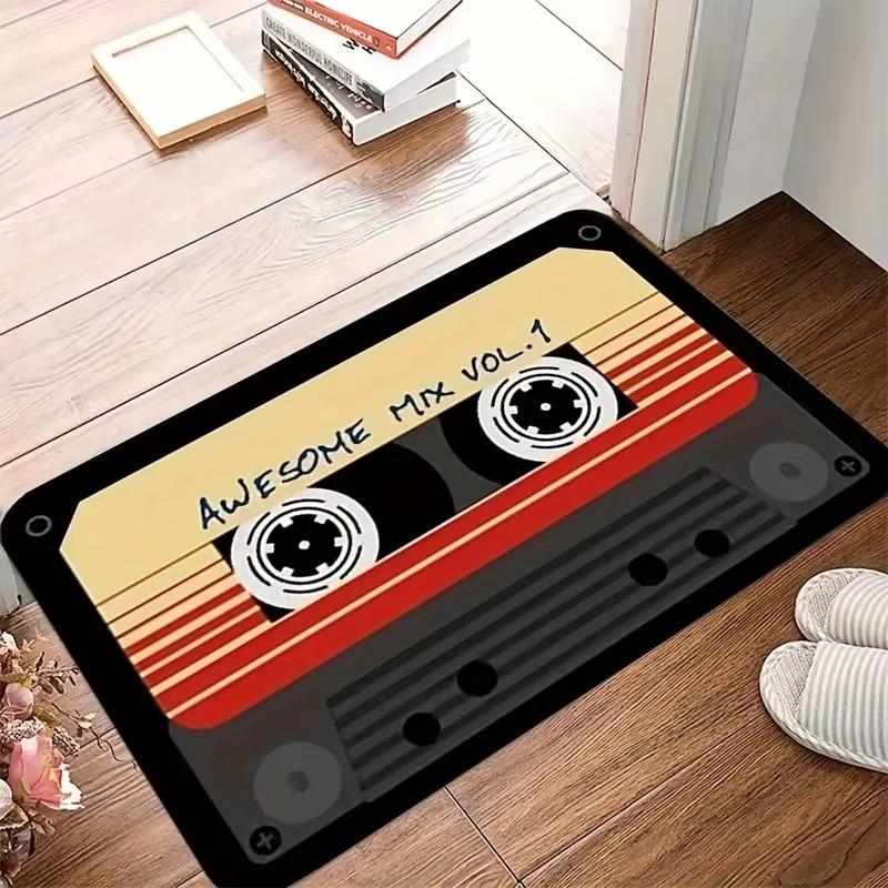 Retro Cassette Tape Pattern Door Mat Living Room Entrance Welcome Mat Bedroom Bathroom Non-slip Floor Mat Balcony Hallway Rugs