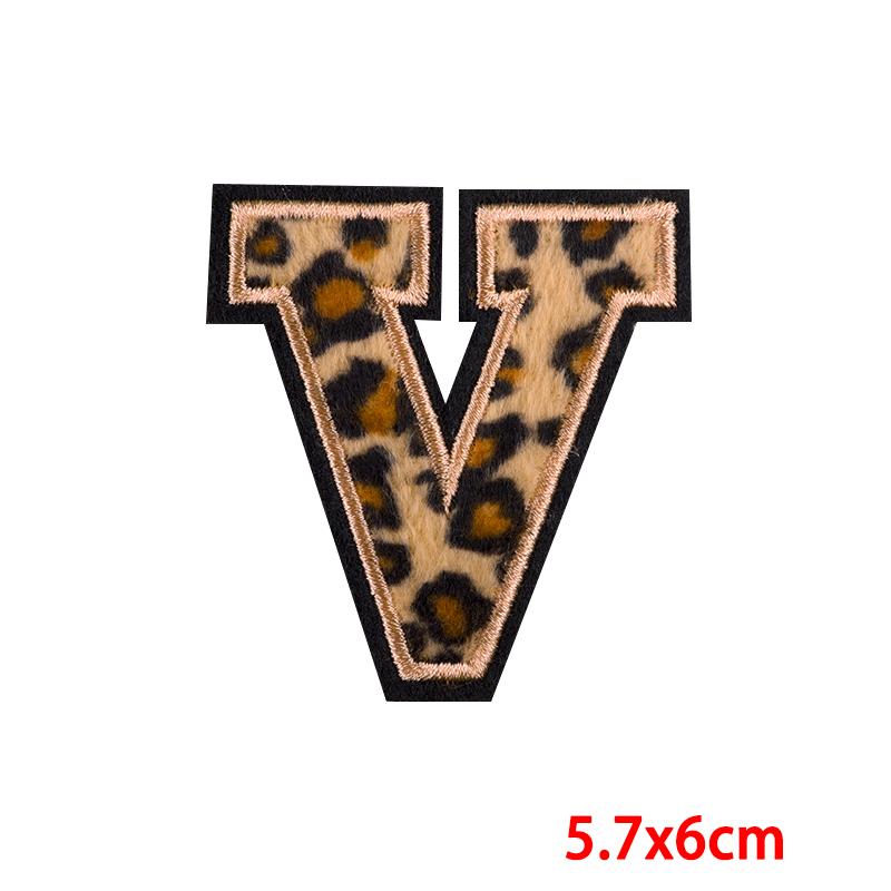 Leopard Print Letters Patch Iron On Patches For Clothing DIY Brand Name Patches On Clothes Fusible Patch For Clothes Stickers