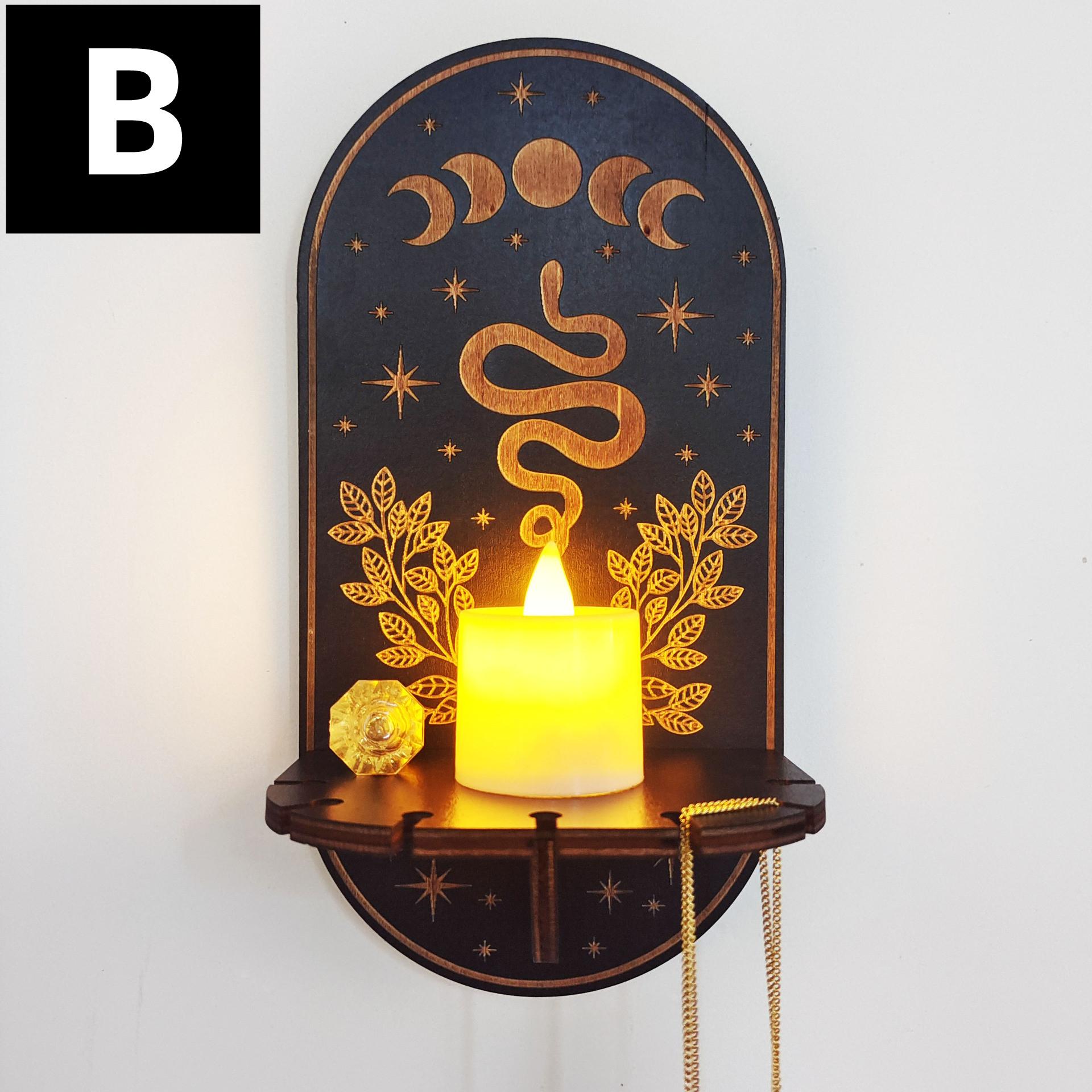 

New Wall Hanging Candlestick Wooden Carving Owl Animals Foxes Cat Book Crystal Storage Rack Home Christmas New Year Decor Gifts
