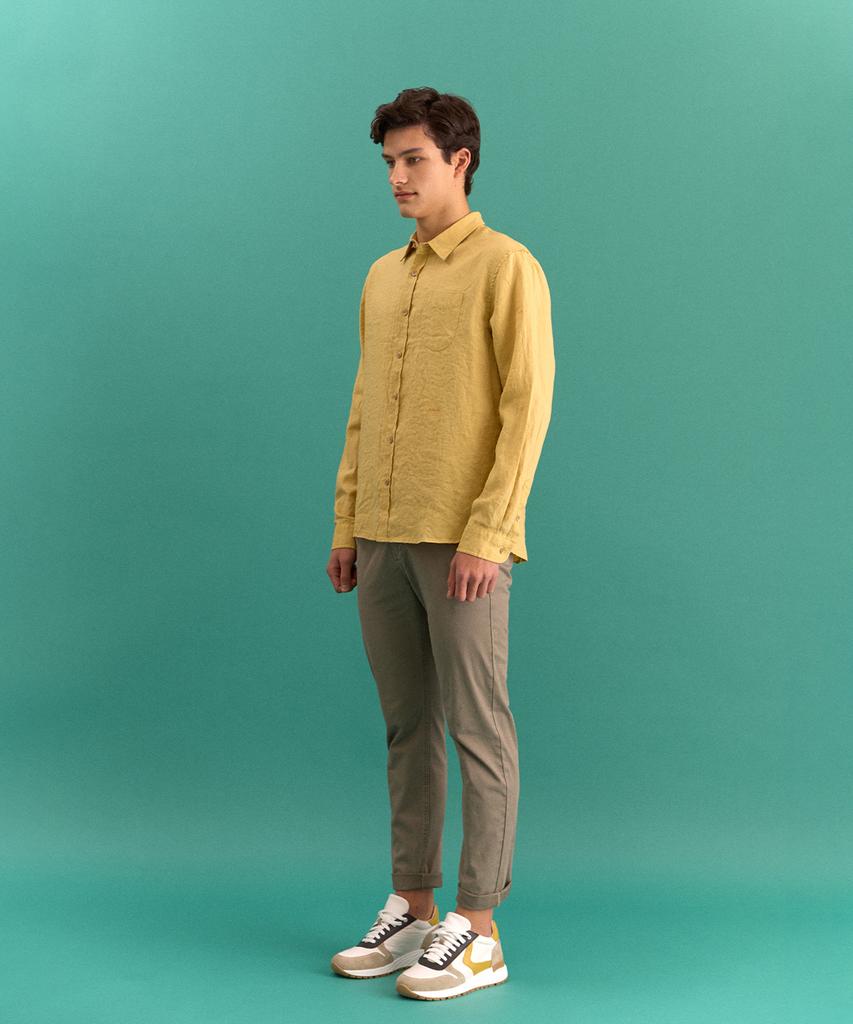 PANICALE Yellow Pocket Linen Shirt