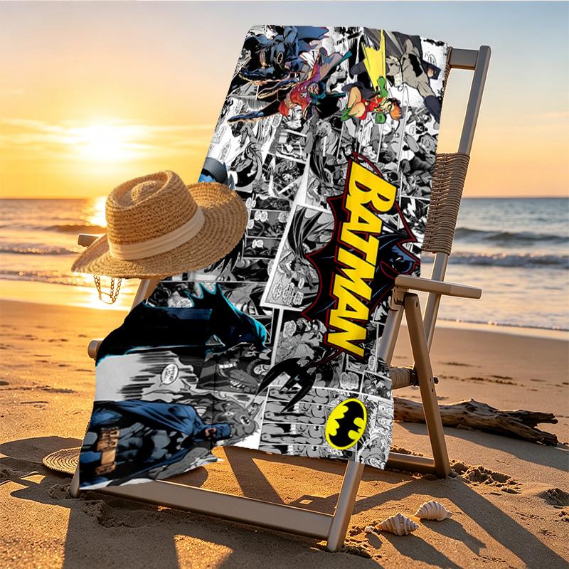 Superheroes Print Beach Towel Design, Soft, Lightweight. for Home Bathroom, Spa, Pool, Yoga, Surfing, Camping, Gift for Family, Friend