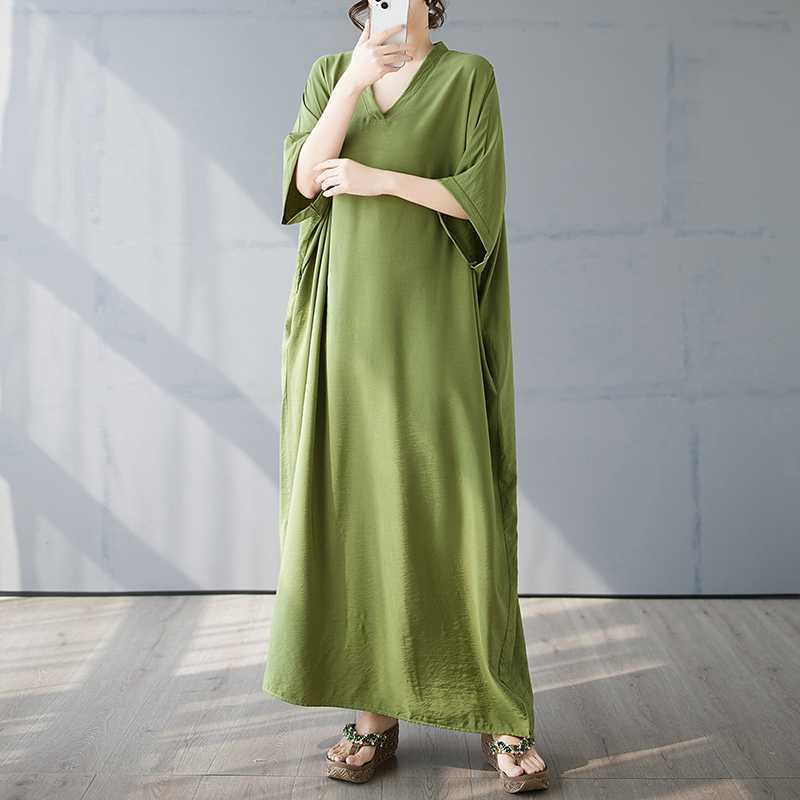 Summer Travel Retro Long Skirt Cotton Linen Dress