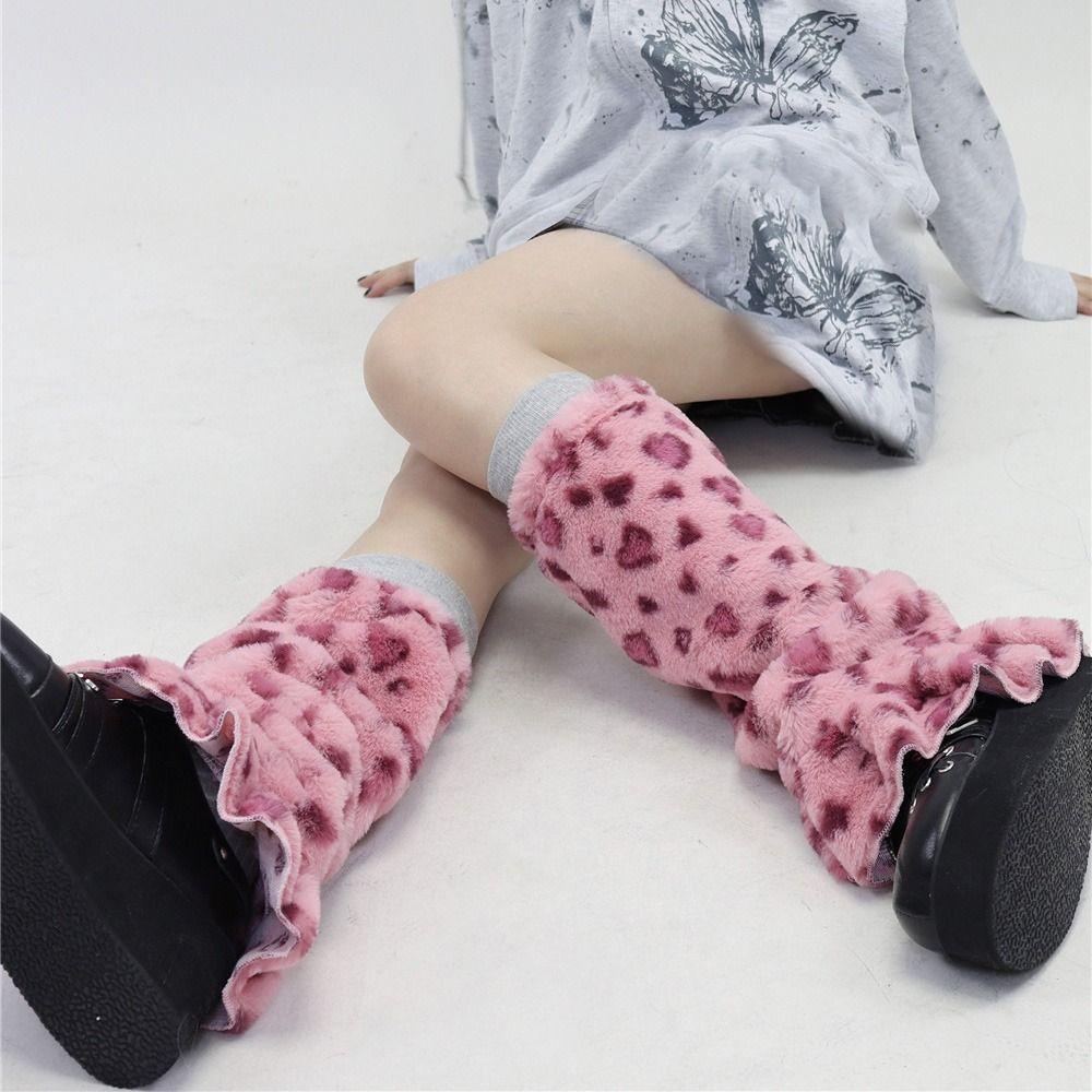 Ruffled Design Boot Socks Soft Plush Stockings Cosplay Leg Warmers  Harajuku Fashion