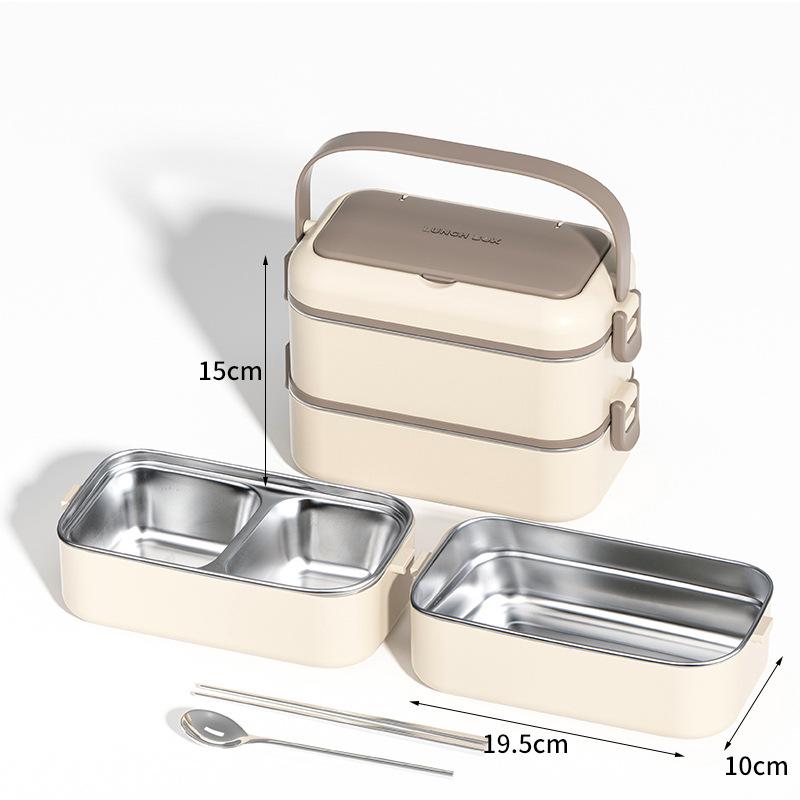 304 Stainless Steel Leakproof Bento Box: Double Layer, Microwave Safe, Heat Preservation, Multi-Compartment Lunch Box
