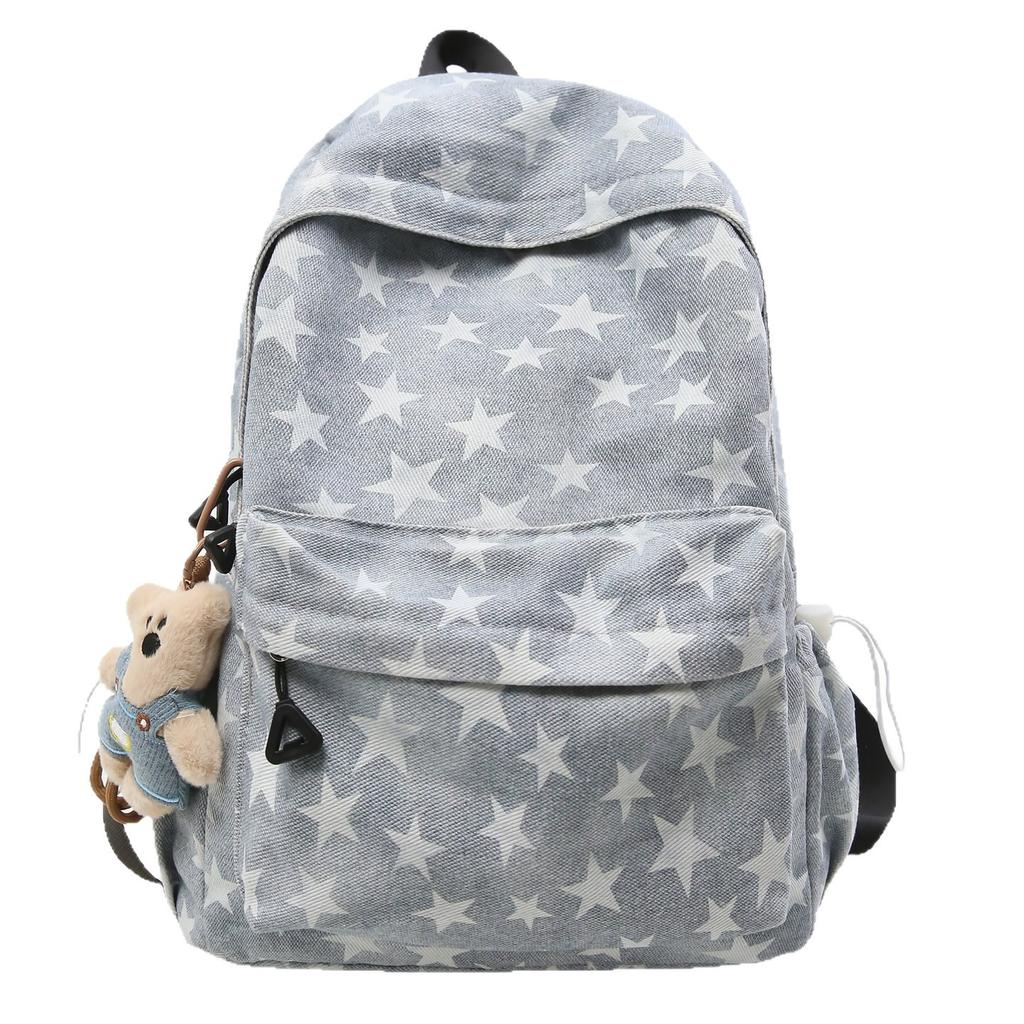 Schoolbag Japanese Ins Niche College Wind Star Schoolbag Female Student Korean Version Large Capacity Backpack Mori Simple Backpack