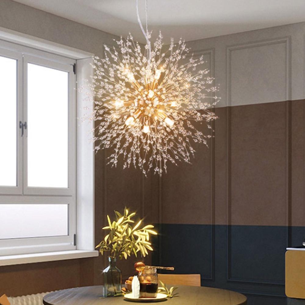 IRALAN Modern Crystal Dandelion Chandelier Lighting Pendant Lamp For Living Room Dining Room Home Decoration