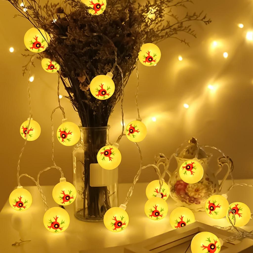 1PC 20 LED Halloween Eyeball String Lights Indoor Atmosphere Decorative Light Suitable For Halloween Party Home Decoartion