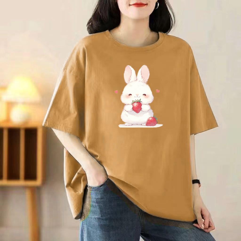 Summer New Short-sleeved T-shirt Female Korean Version of The Printed Loose Tops Loaded Cotton