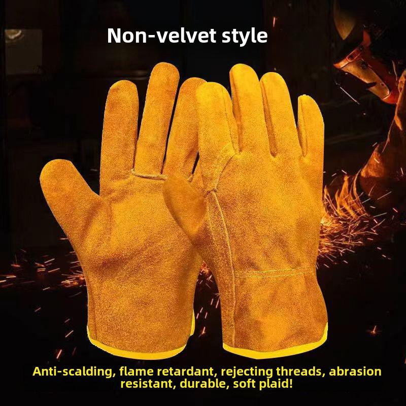 1 Pair Sheepskin Two-layer Welding Gloves Wear-resistant Anti-scalding Soft Welding Welder Durable Protection Labor Insurance