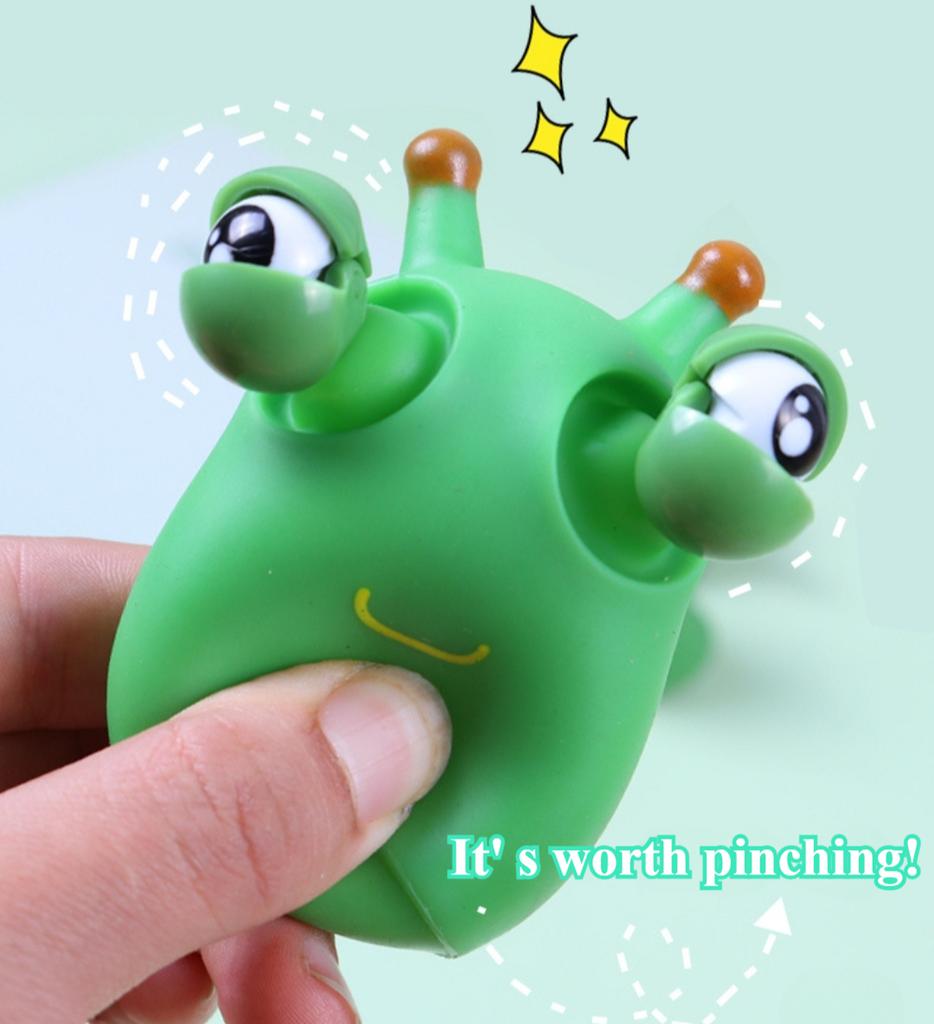 1/3pcs Novelty Green Worm Squeezing Toy Novelty Explosive Eye Squeezing Toy 3D Big Eye Children Adult Stress Relieving Toy