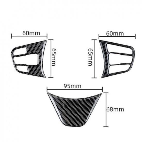 3Pcs Carbon Fiber Interior Steering Wheel Cover Trim For BMW X1 F48 2016-2018