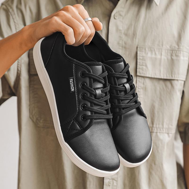 Wide Toe Walking Shoes Business Casual Sports Shoes Waterproof Flats Teenagers PU Leather Fashion White Shoes