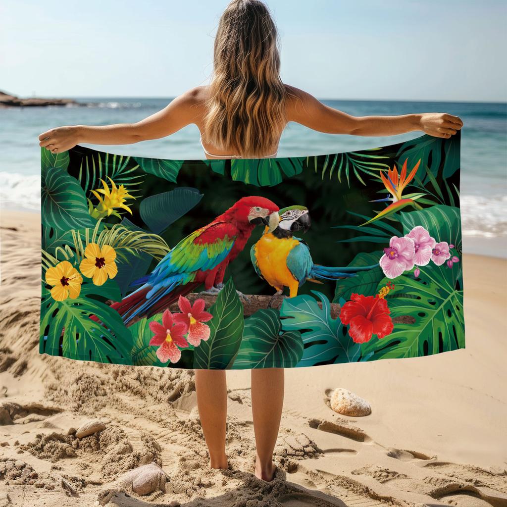 1pc parrot Print towel Sports Quick-Drying Super Absorbent Camping Towel Super Soft Lightweight Gym Swimming Yoga Beach Towel