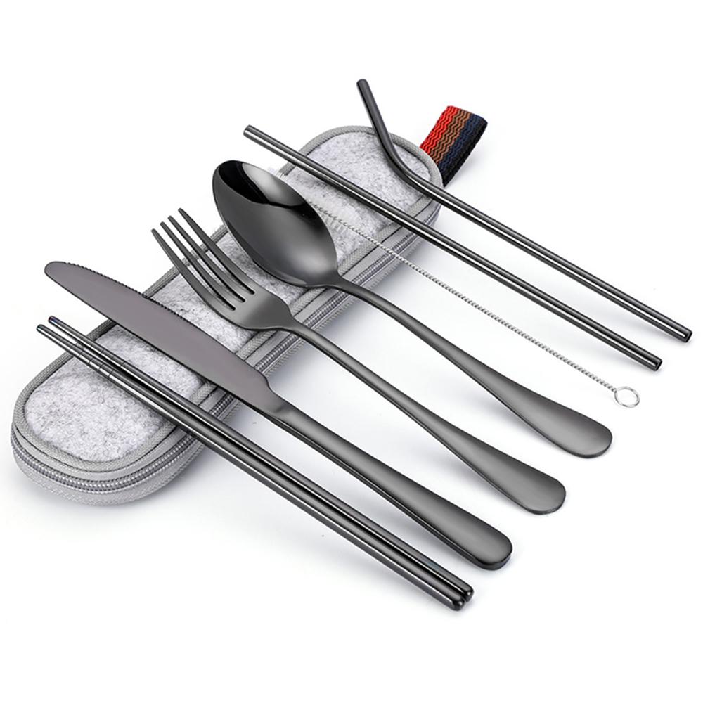 Tragbares Geschirr Kreatives Westliches Geschirr Essstäbchen Stroh Kombinationsset