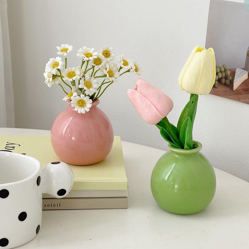 Mini Keramik Blumenvase Nordische Ästhetik Blumentopf Schreibtisch Ästhetische Blumenvasen Blumenarrangement Flasche Heimdekoration