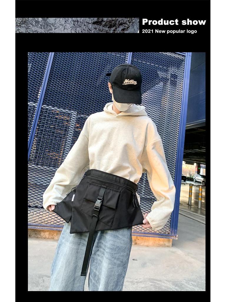 2025 Spring/Summer Dark Style Functional Crossbody Backpack with Large Capacity and Apron-Style Design