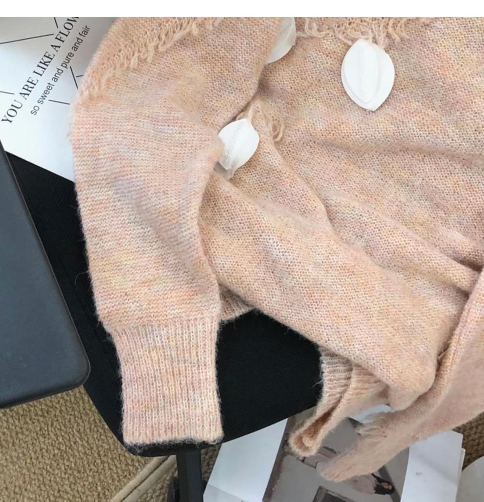 Small Fresh Round Neck Pullover Sweater for Women Loose Sweater Autumn/Winter 2023 Japanese Mid Length Knitted Pullover Female