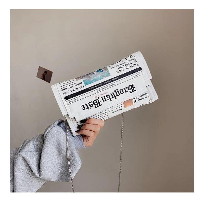 Luxury Designer Women Bags Personality Fashion Shoulder Bags Ladies All-match Messenger Bag Newspaper Modeling Small Square Bag