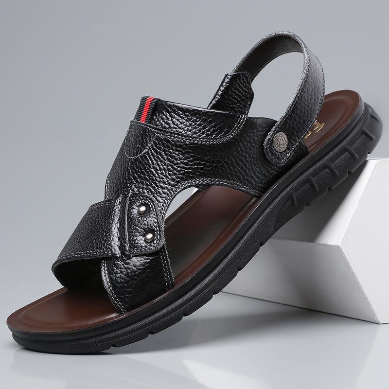 

Летняя обувь Мужская Высококачественная повседневная мягкая кожаная обувь Сандалии черные коричневые широкие большие размеры 36-50 Классические сандалии для мужчин и женщин 50 чёрный