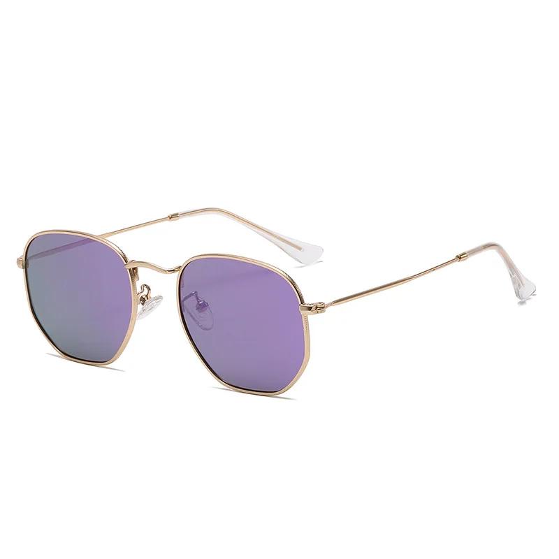 Vintage Metal Geometric Round Frame Fashion Classical Sunglasses For Vacation Lens Uv400 Men Women Hexagon Shades