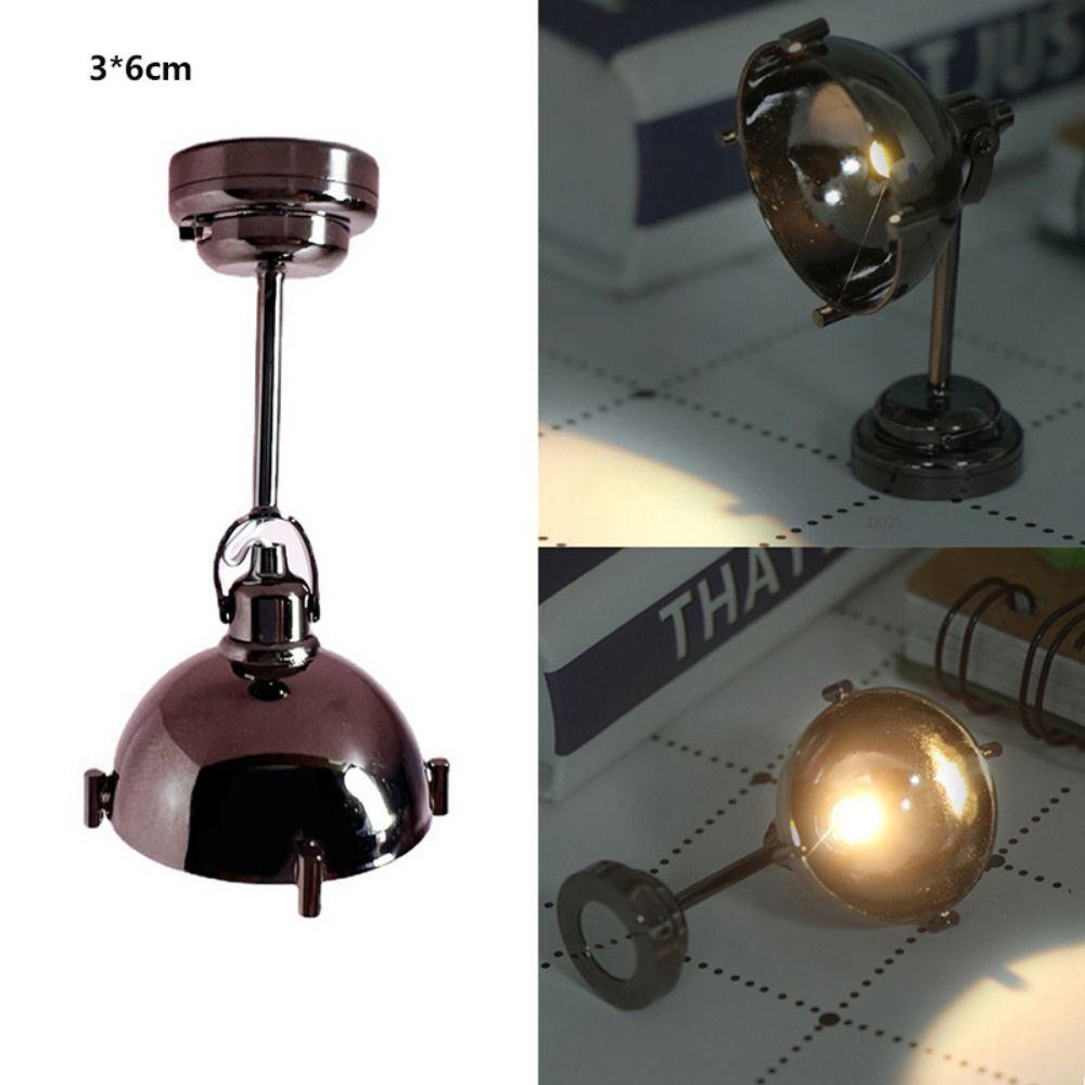Mini Miniature LED Golden Light 1:12 Ceiling Lamp Chandelier Doll House Accessories