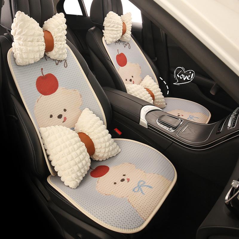 Cute Apple Dog Cartoon Women's Car Seat Cushion Universal Four Seasons Breathable Comfortable Seat Covers